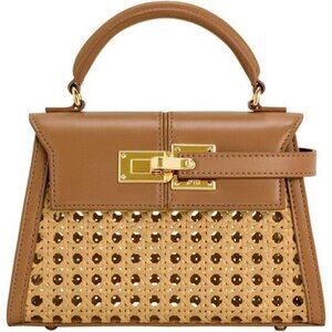 ⚡Jw Pei Women Brown Woven Vegan Leather Elegant Sustainable Top Handle Bag